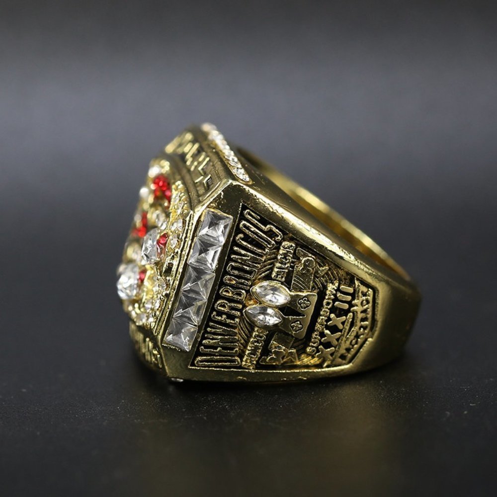 Denver Broncos Super Bowl Ring Championship Fan Edition 1998 Elway Gold - Picture 2 of 3